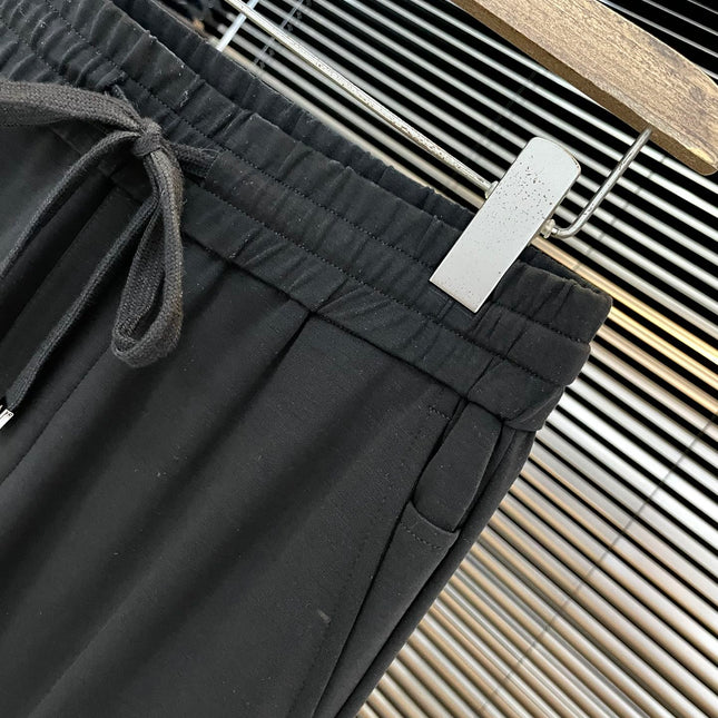 LORO PIANA DRAWSTRING JOGGER PANTS IN BLACK COTTON