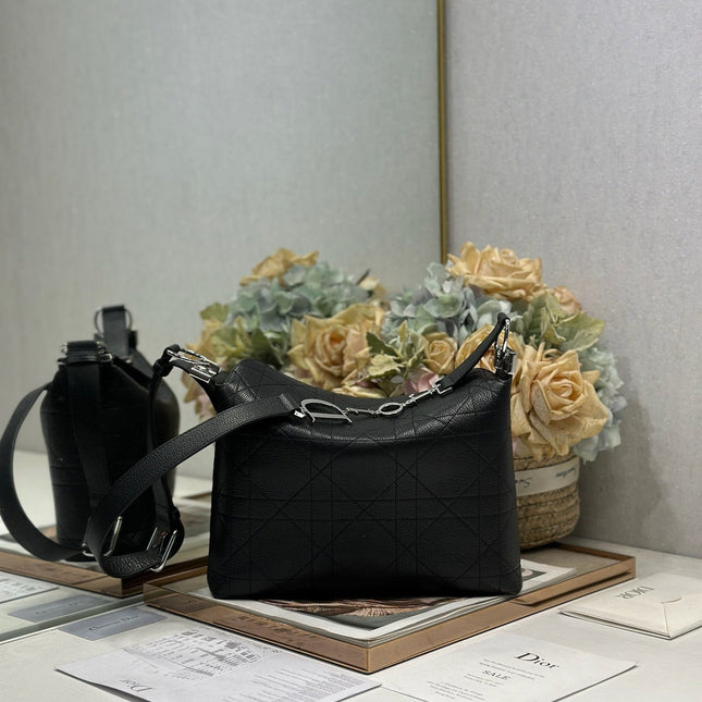DIOR 26S DIORLY BAG 28 IN BLACK CALFSKIN