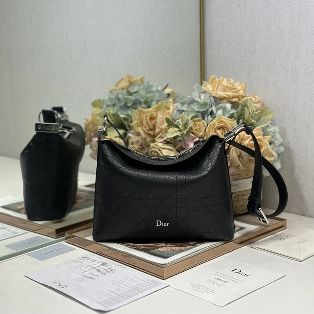 DIOR 26S DIORLY BAG 28 IN BLACK CALFSKIN