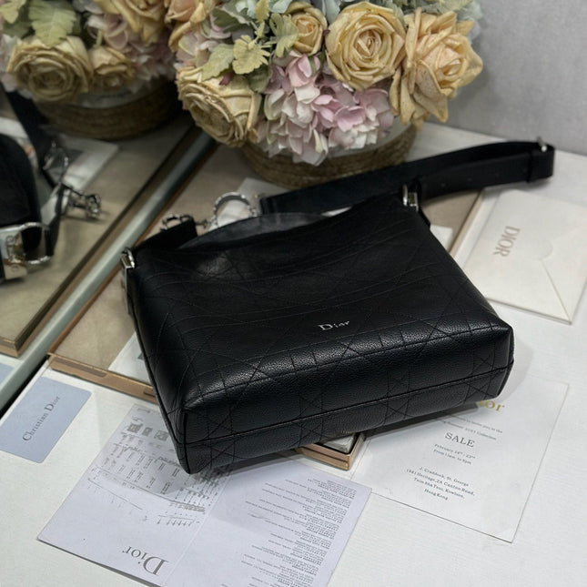 DIOR 26S DIORLY BAG 28 IN BLACK CALFSKIN
