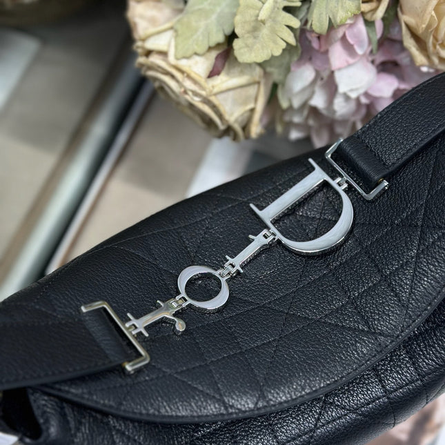 DIOR 26S DIORLY BAG 28 IN BLACK CALFSKIN