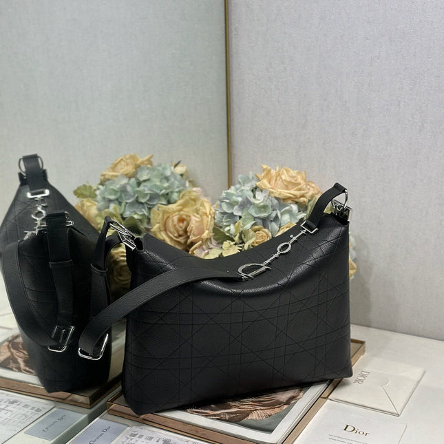 DIOR 26S  DIORLY BAG 39 IN BLACK CALFSKIN