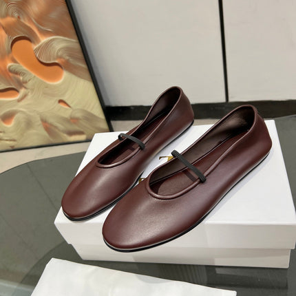 THE ROW 26S BALLET FLATS IN DARK BROWN CALFSKIN
