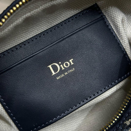 DIOR 26S BOW POUCH BAG 20 IN BLACK AND BEIGE OBLIQUE JACQUARD