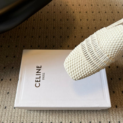 CELINE 26S LOAFERS IN WHITE WOVEN LAMBSKIN