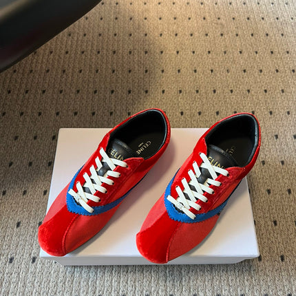 CELINE 26S SNEAKERS IN RED VELVET