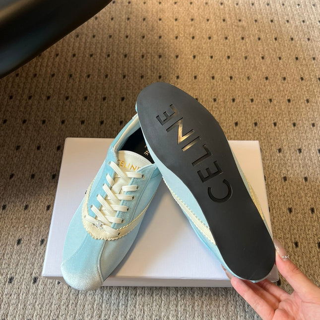 CELINE 26S SNEAKERS IN PASTEL BLUE VELVET