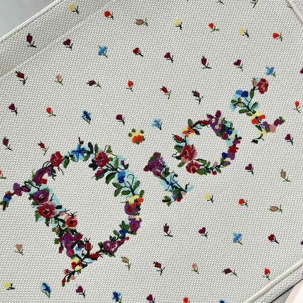 DIOR 26S BOOK TOTE BAG 42 IN MULTICOLOR MICRO FLORAL BAYADERE FABRIC