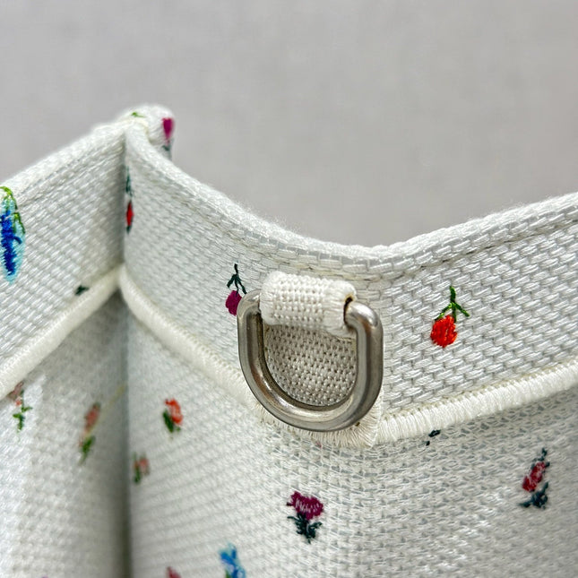 DIOR 26S BOOK TOTE BAG 42 IN MULTICOLOR MICRO FLORAL BAYADERE FABRIC