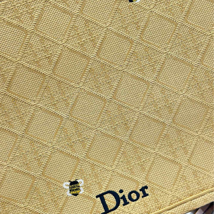 DIOR 26S BOOK TOTE BAG 42 IN BEIGE BAYADERE FABRIC D-STRIPES EMBROIDERY