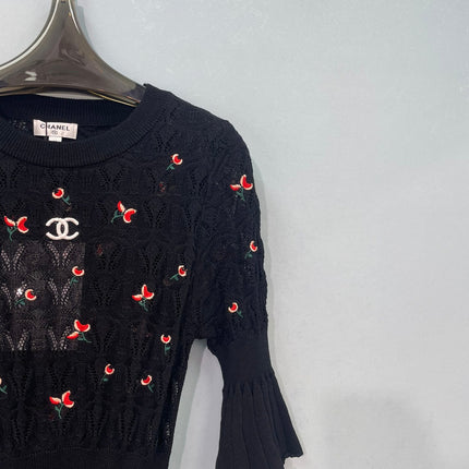 CHANEL 26S CHERRY KNIT TOP 1288