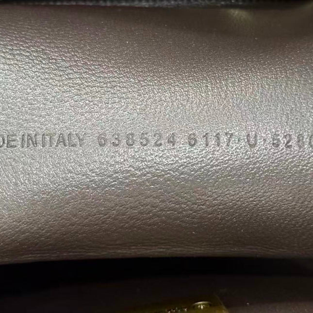 BALENCIAGA 26S TOP HANDLE BAG IN WHITE CANVAS & BROWN LEATHER