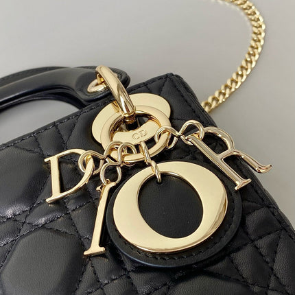 MINI MY LADY 17 BLACK CALFSKIN GOLD HARDWARE