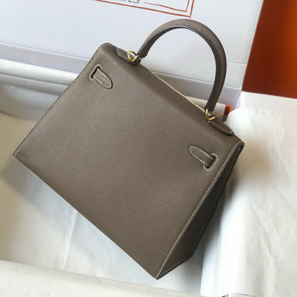 HM KELLY 25 ETOUPE EPSOM LEATHER GOLD HARDWARE