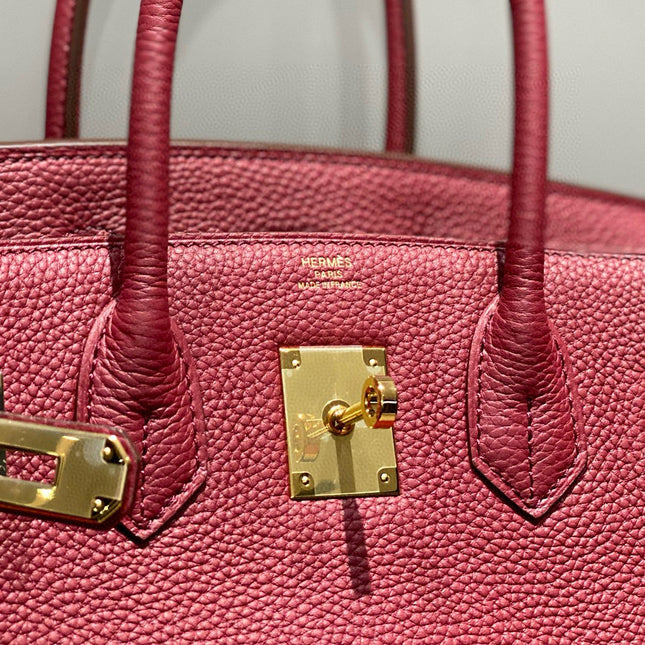 HM BIRKIN 25CM BURGUNDY CALFSKIN GOLD HARDWARE