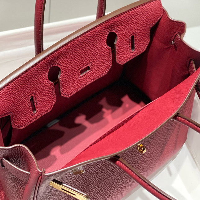 HM BIRKIN 25CM BURGUNDY CALFSKIN GOLD HARDWARE