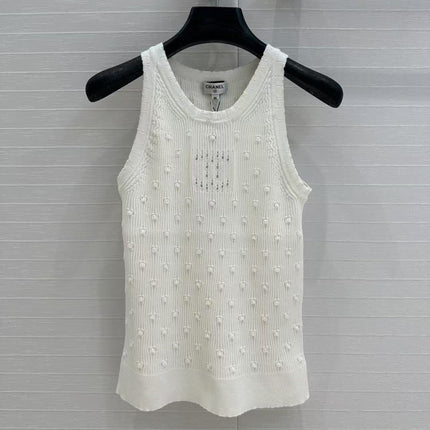 CC 25 White Knitted Tank Top