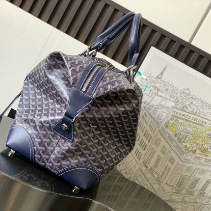 BOWLING 45 BAG IN NAVY BLUE GOYARDINE CANVAS AND CALFSKIN TRIM