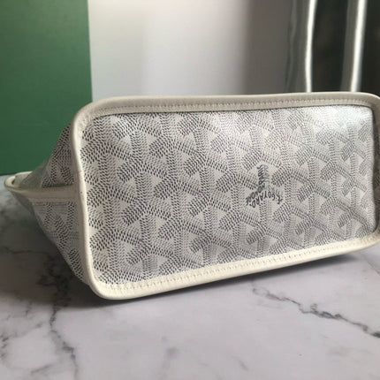 ANJOU MINI BAG 20 IN MILKY WHITE GOYARDINE CANVAS AND CALFSKIN