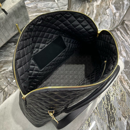 ES GIANT 56 BLACK COWHIDE LEATHER TRAVEL BAG
