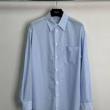Celine Shirt Blue White Cotton