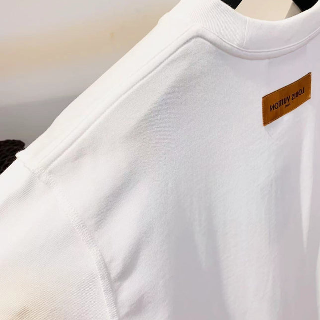 LV White Logo T-Shirt White Cotton