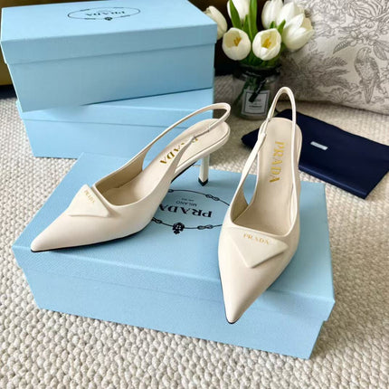PRA SLINGBACK PUMPS IN CREAM CALFSKIN