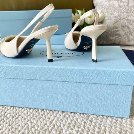 PRA SLINGBACK PUMPS IN CREAM CALFSKIN