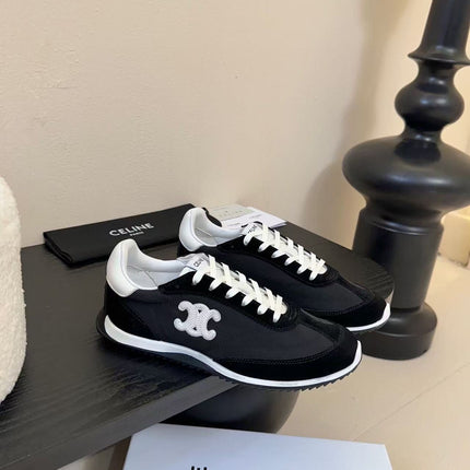 CELINE TRAINRES IN BLACK MIX WHITE SUEDE AND FABRIC