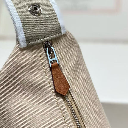 HM TOP HANDLE BAG 25 IN LIGHT BROWN MIX GREY CALFSKIN