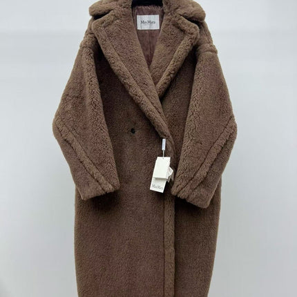 MAX MARA LONG COAT IN BROWN FUR