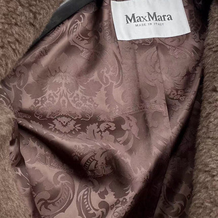 MAX MARA LONG COAT IN BROWN FUR