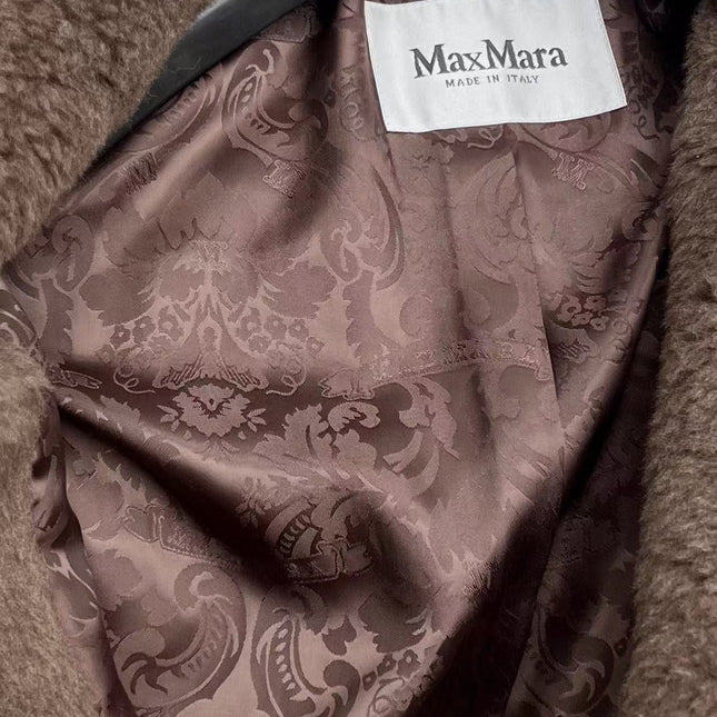 MAX MARA LONG COAT IN BROWN FUR