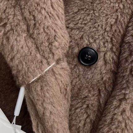 MAX MARA LONG COAT IN BROWN FUR
