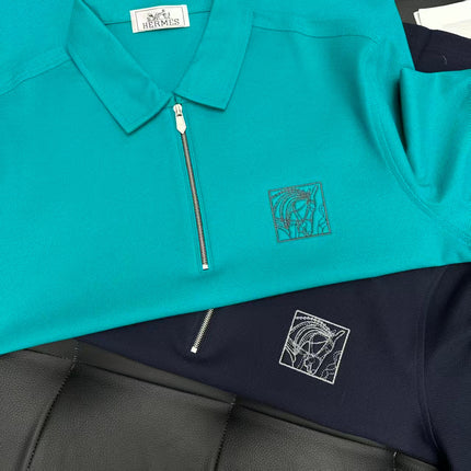 HERMES POLO SHIRT IN BLUE COTTON
