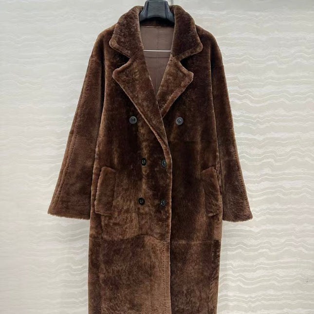 MAX MARA LONG COAT IN DARK BROWN FUR