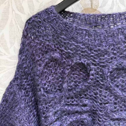 LOEWE SWEATER IN DARK PURPLE KNITTING