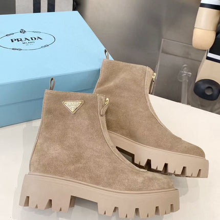 PRADA 25S SHORT BOOT IN BEIGE SUEDE SYTLE 1