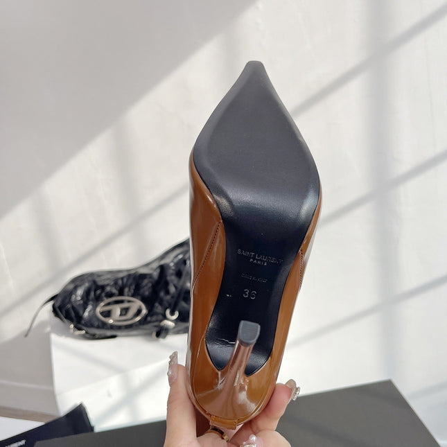 YSL VENDOME HIGH BOOTS IN CARAMEL BROWN CALFSKIN