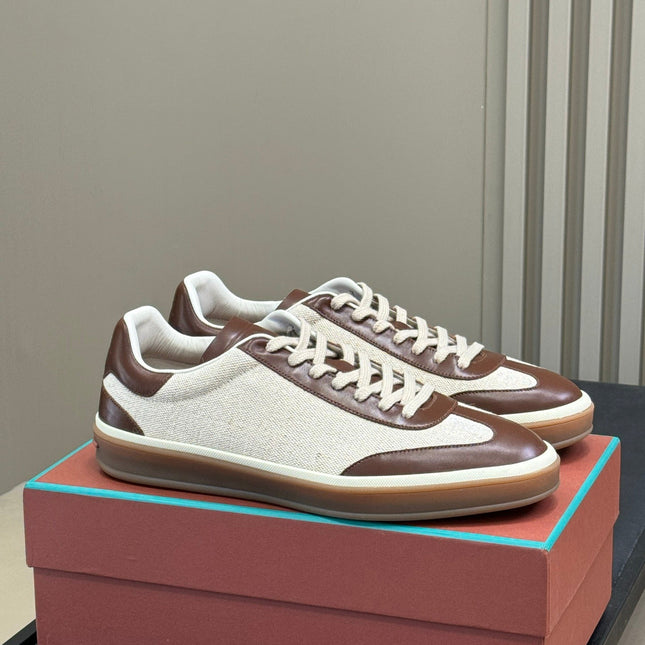 LP TENNIS WALK SNEAKER IN BROWN CALFSKIN MIX FABRIC