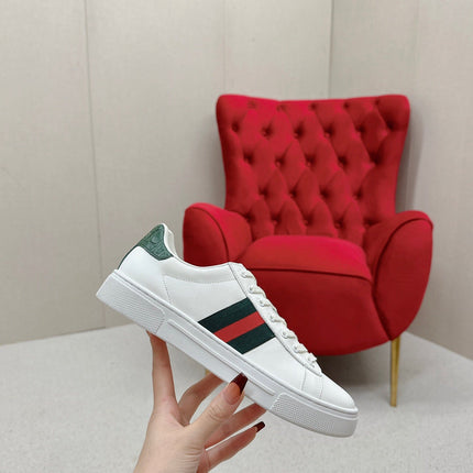 GG ACE LEATHER LOW-TOP SNEAKER IN WHITE CALFSKIN