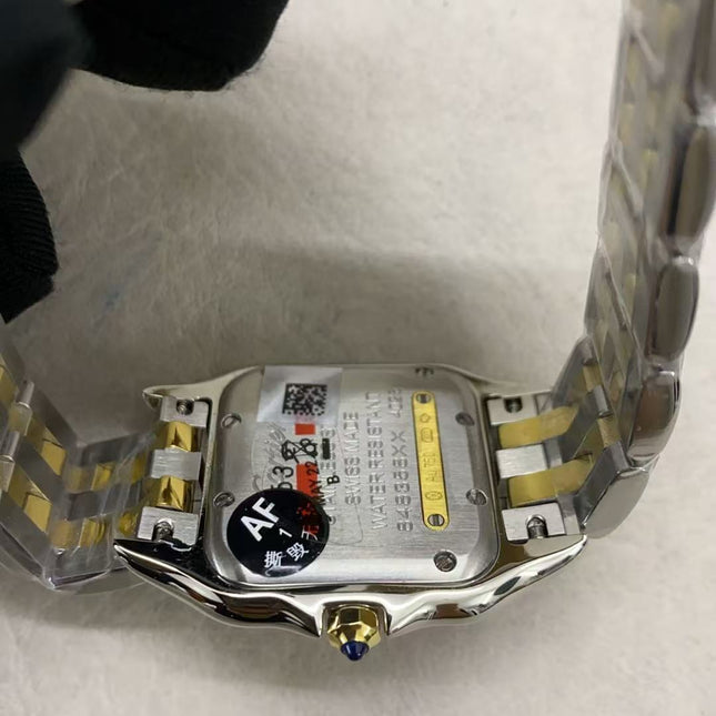 PANTHERE CARTIER WATCH GOLD AND SILVER CASE WITH CRYSTALS