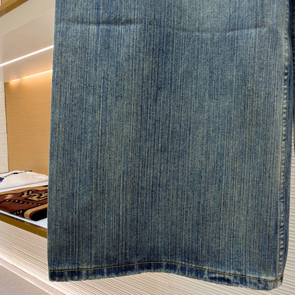 BALENCIAGA EMBROIDERED BAGGY JEANS IN DENIM