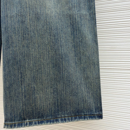 BALENCIAGA EMBROIDERED BAGGY JEANS IN DENIM