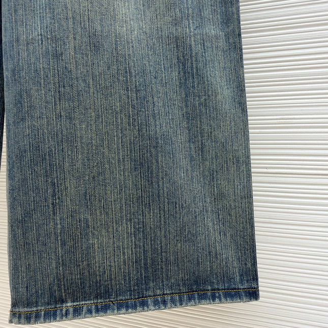 BALENCIAGA EMBROIDERED BAGGY JEANS IN DENIM