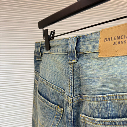 BALENCIAGA EMBROIDERED BAGGY JEANS IN DENIM