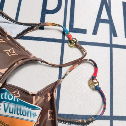 LV ONE-PIECE SWIMSUIT FEATURING VARIOUS PATCHES