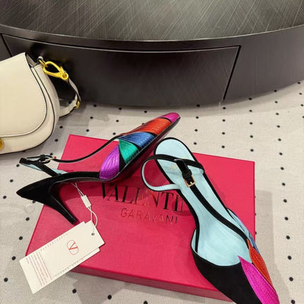 VALENTINO GARAVANI FOLIEFOLIAGE SLINGBACK PUMPS IN COLORFUL