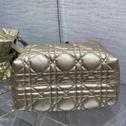 DIOR TOUJOURS TOTE BAG 28 IN GOLD METALLIC CALFSKIN