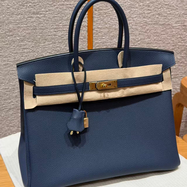 HERMES BIRKIN 35CM IN DARK NAVY BLUE TOGO GOLD HARDWARE